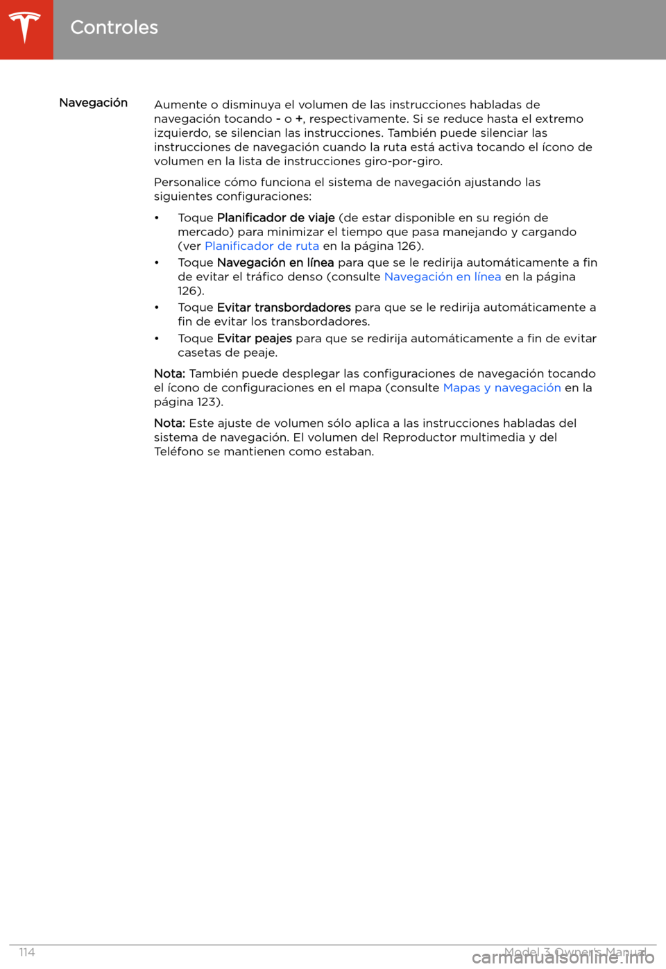 TESLA MODEL 3 2019  Manual del propietario (in Spanish)  Navegaci