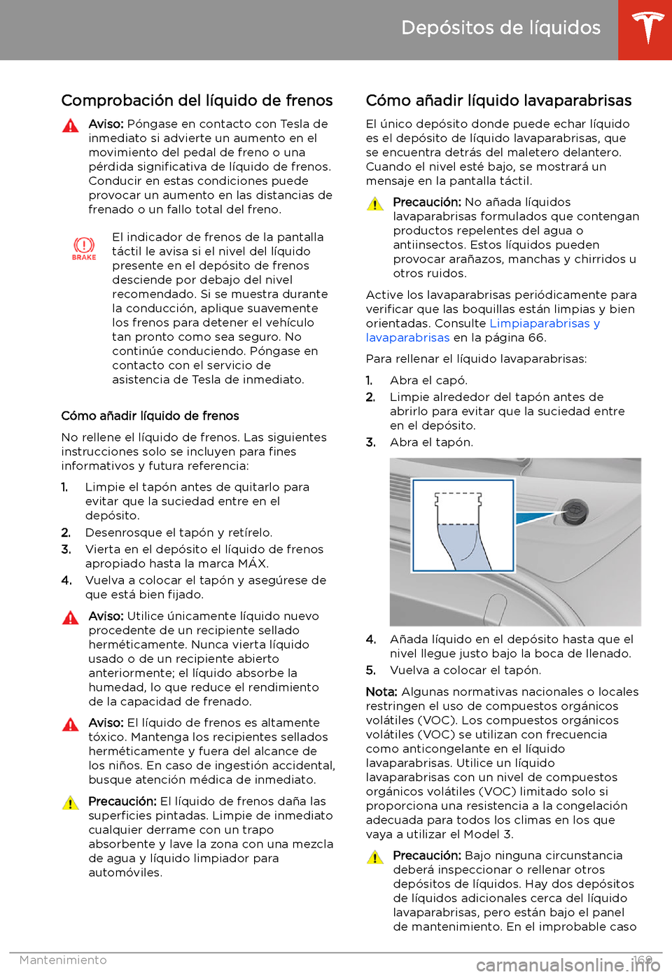 TESLA MODEL 3 2019  Manual del propietario (in Spanish)  Comprobaci