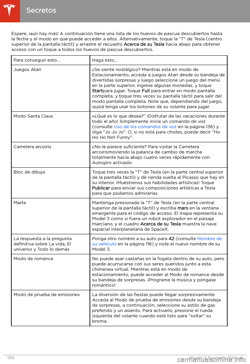 TESLA MODEL 3 2019  Manual del propietario (in Spanish)  Informaci