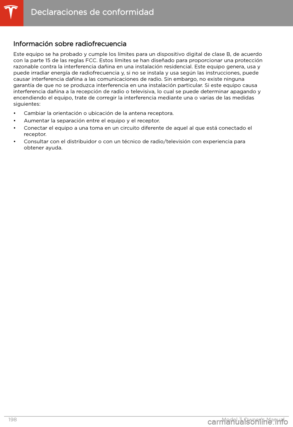 TESLA MODEL 3 2019  Manual del propietario (in Spanish)  Informaci
