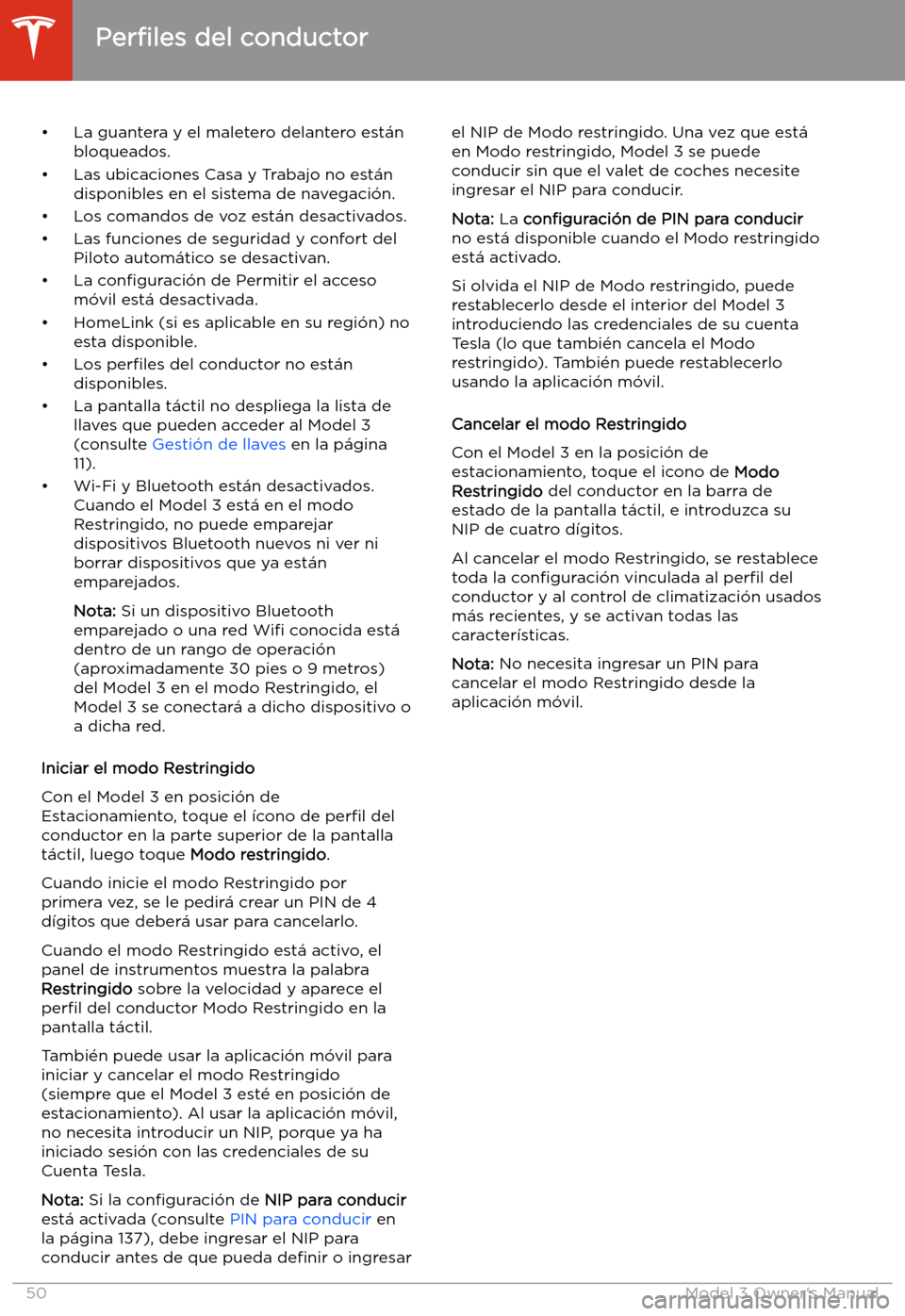 TESLA MODEL 3 2019  Manual del propietario (in Spanish)  