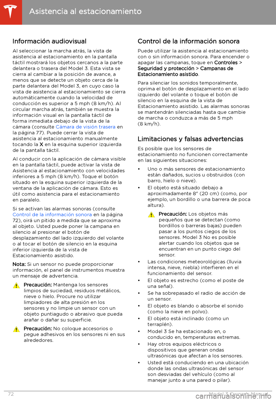 TESLA MODEL 3 2019  Manual del propietario (in Spanish)  Informaci