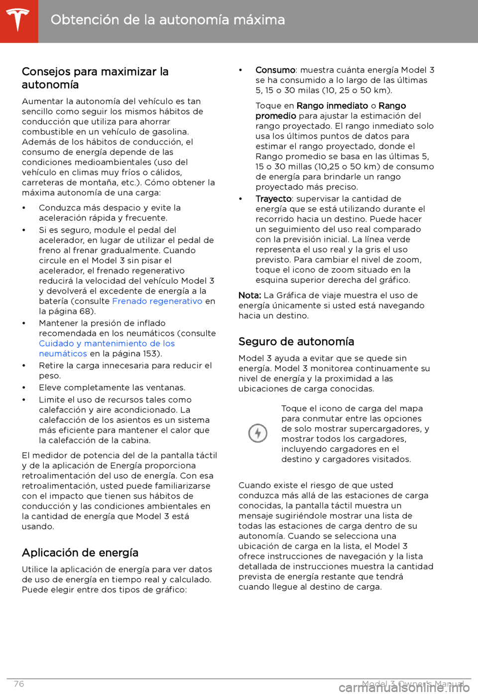 TESLA MODEL 3 2019  Manual del propietario (in Spanish)  Obtenci