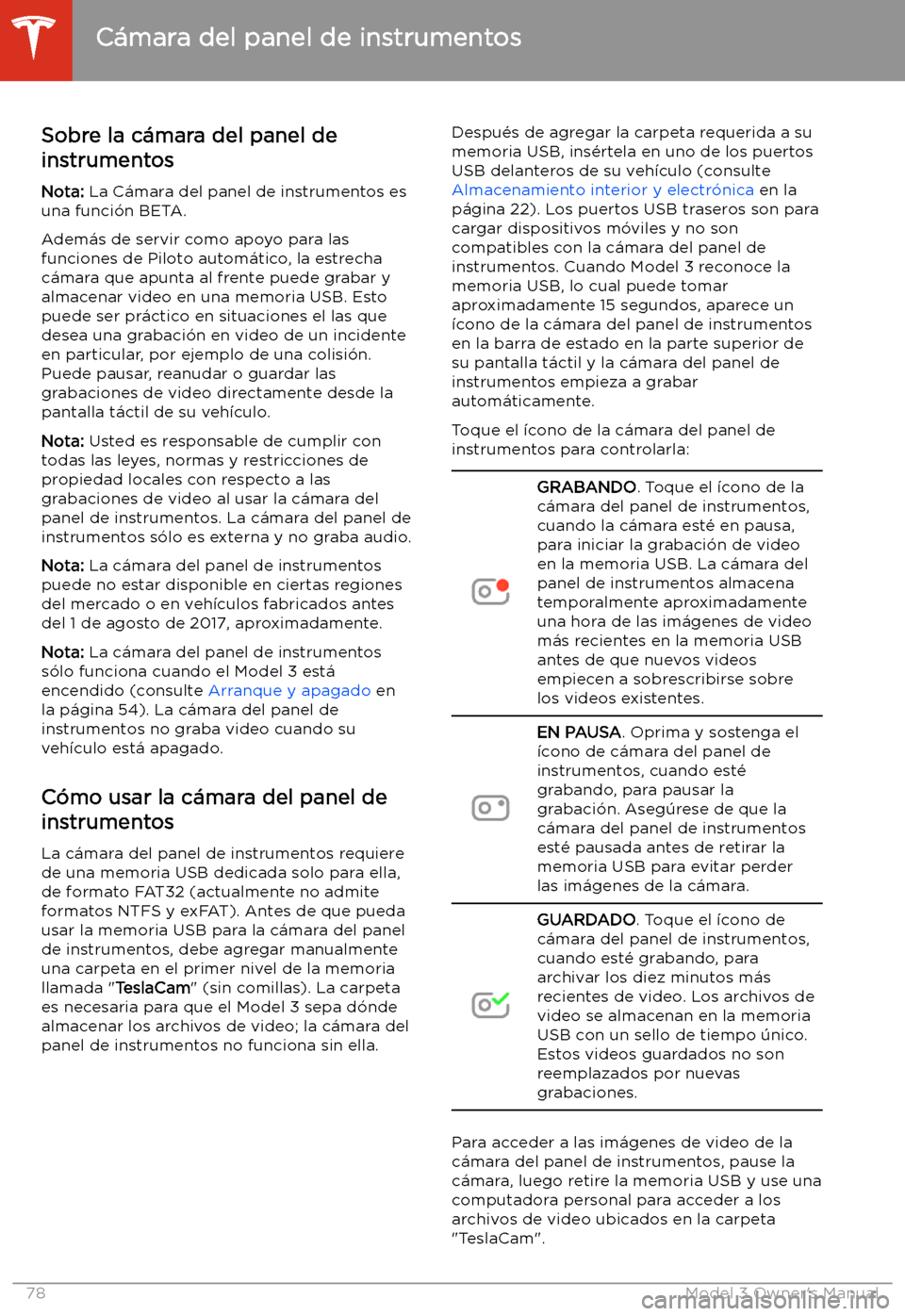 TESLA MODEL 3 2019  Manual del propietario (in Spanish)  C