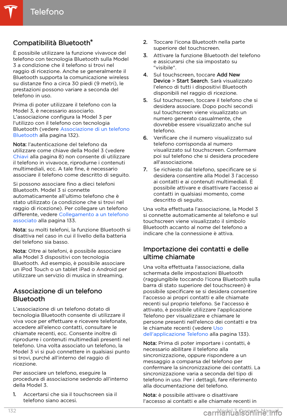 TESLA MODEL 3 2019  Manuale del proprietario (in Italian) Telefono
Compatibilit