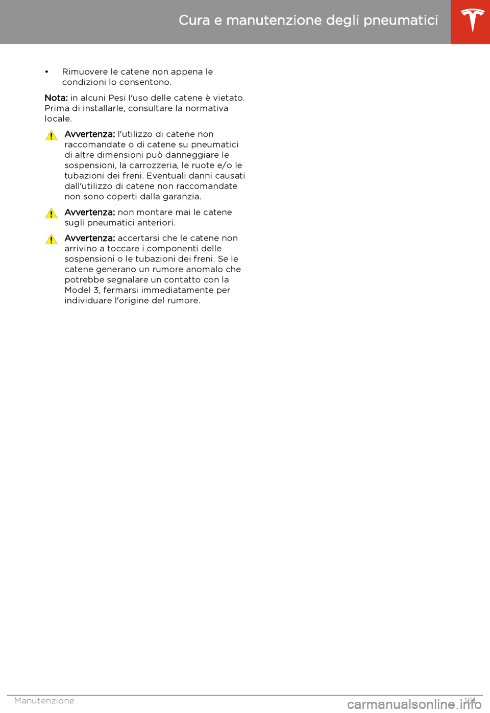 TESLA MODEL 3 2019  Manuale del proprietario (in Italian) 