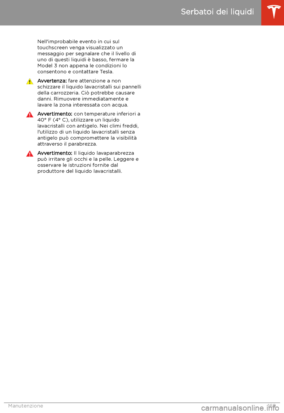 TESLA MODEL 3 2019  Manuale del proprietario (in Italian) Nell