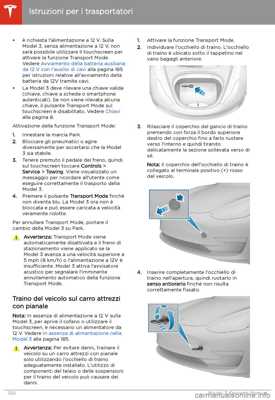 TESLA MODEL 3 2019  Manuale del proprietario (in Italian) 