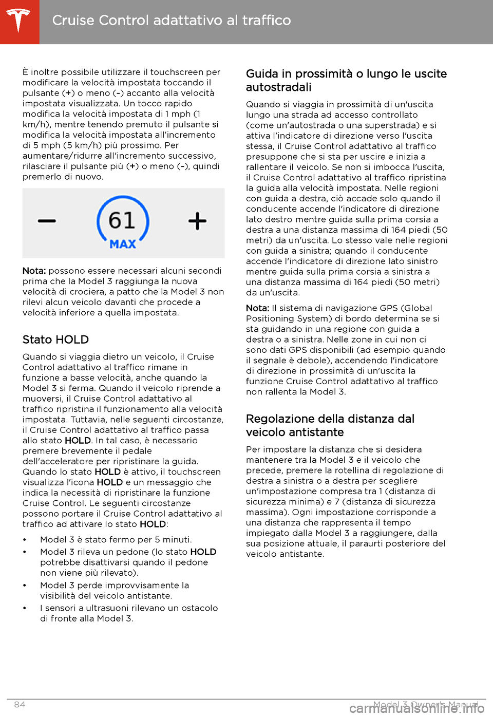 TESLA MODEL 3 2019  Manuale del proprietario (in Italian) 