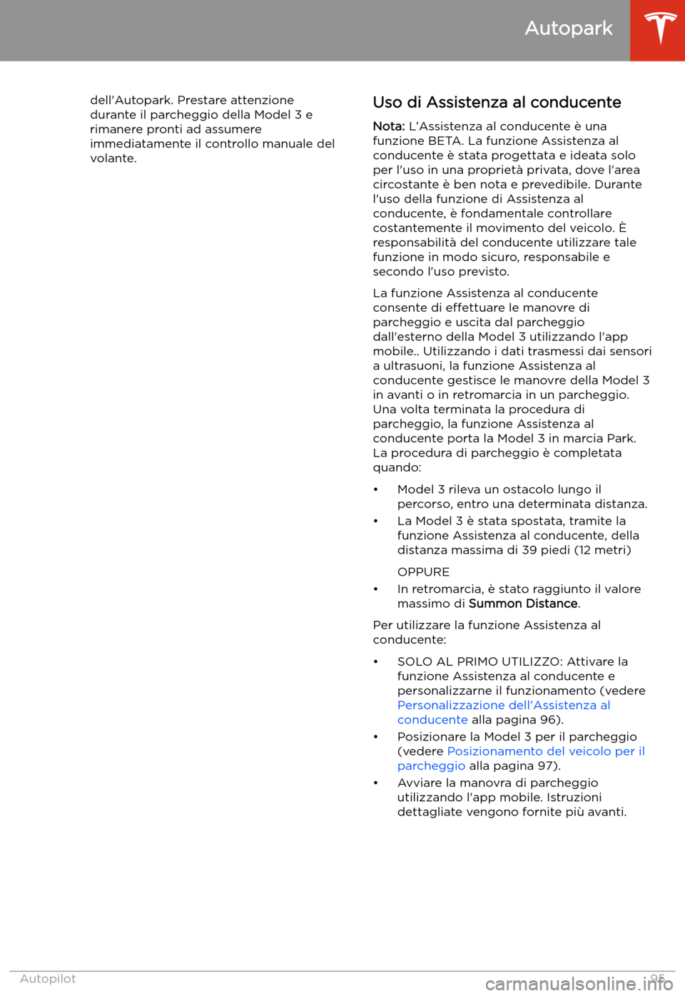 TESLA MODEL 3 2019  Manuale del proprietario (in Italian) dell