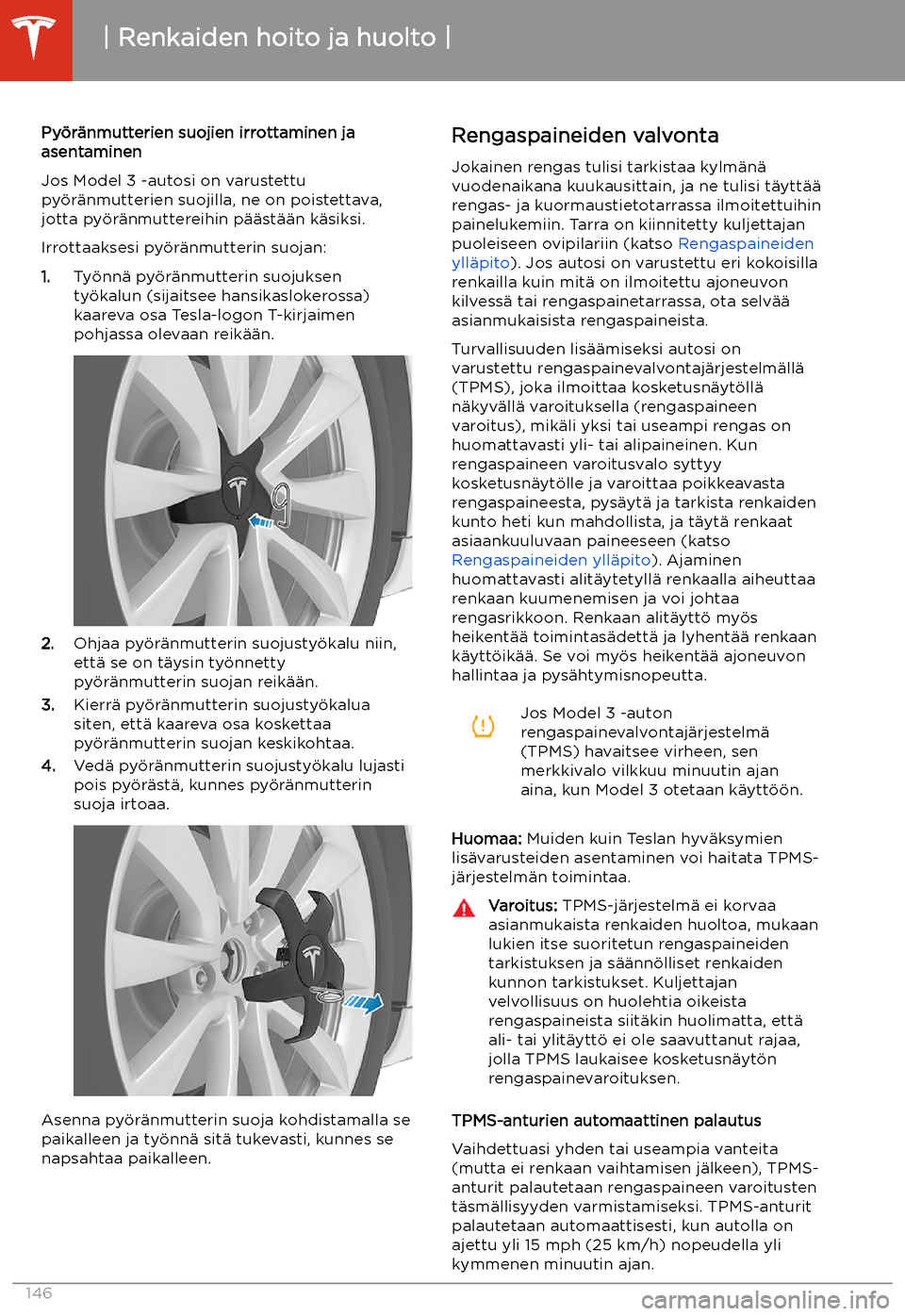 TESLA MODEL 3 2019  Omistajan käsikirja (in Finnish)  Py