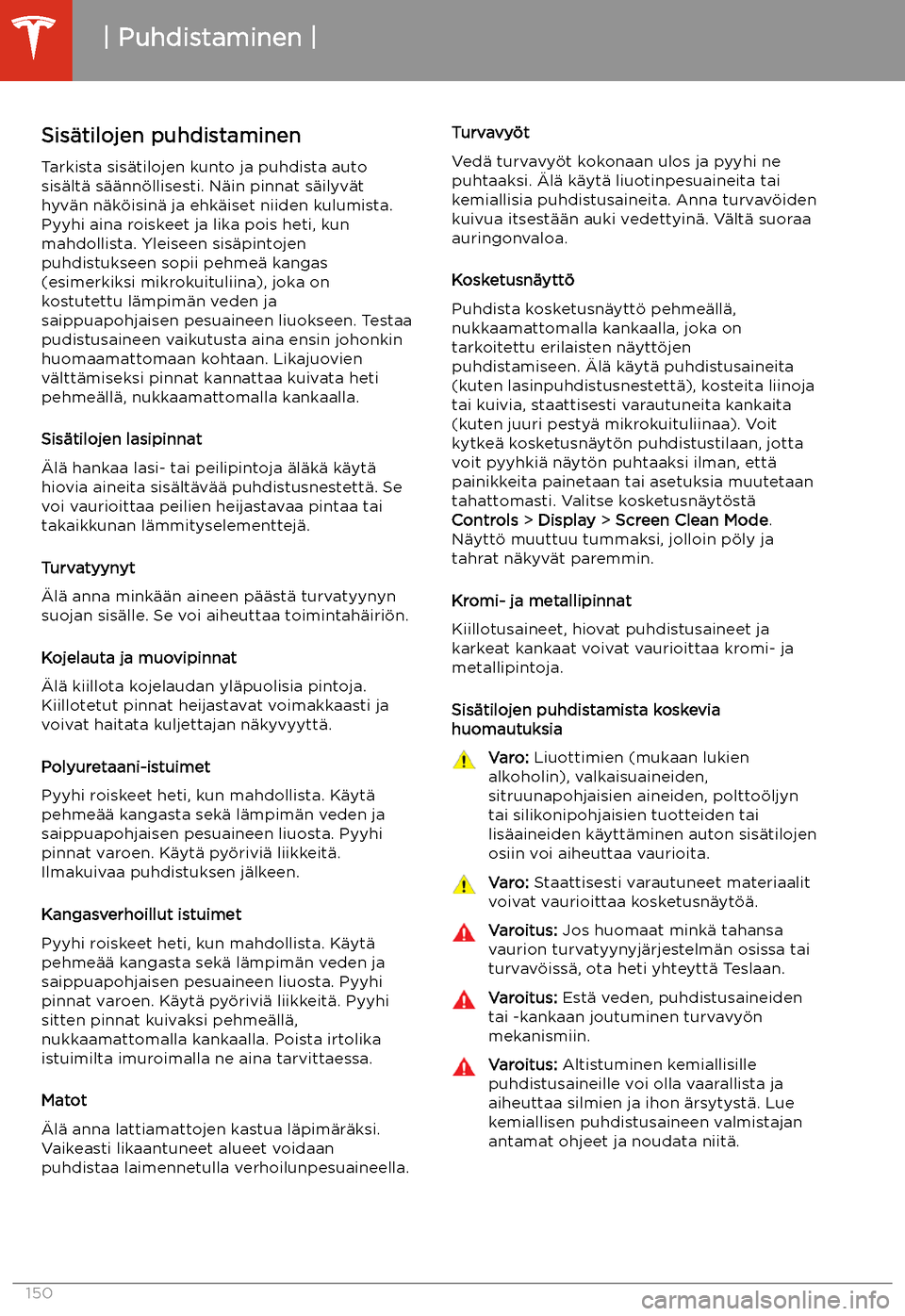 TESLA MODEL 3 2019  Omistajan käsikirja (in Finnish)  Sis