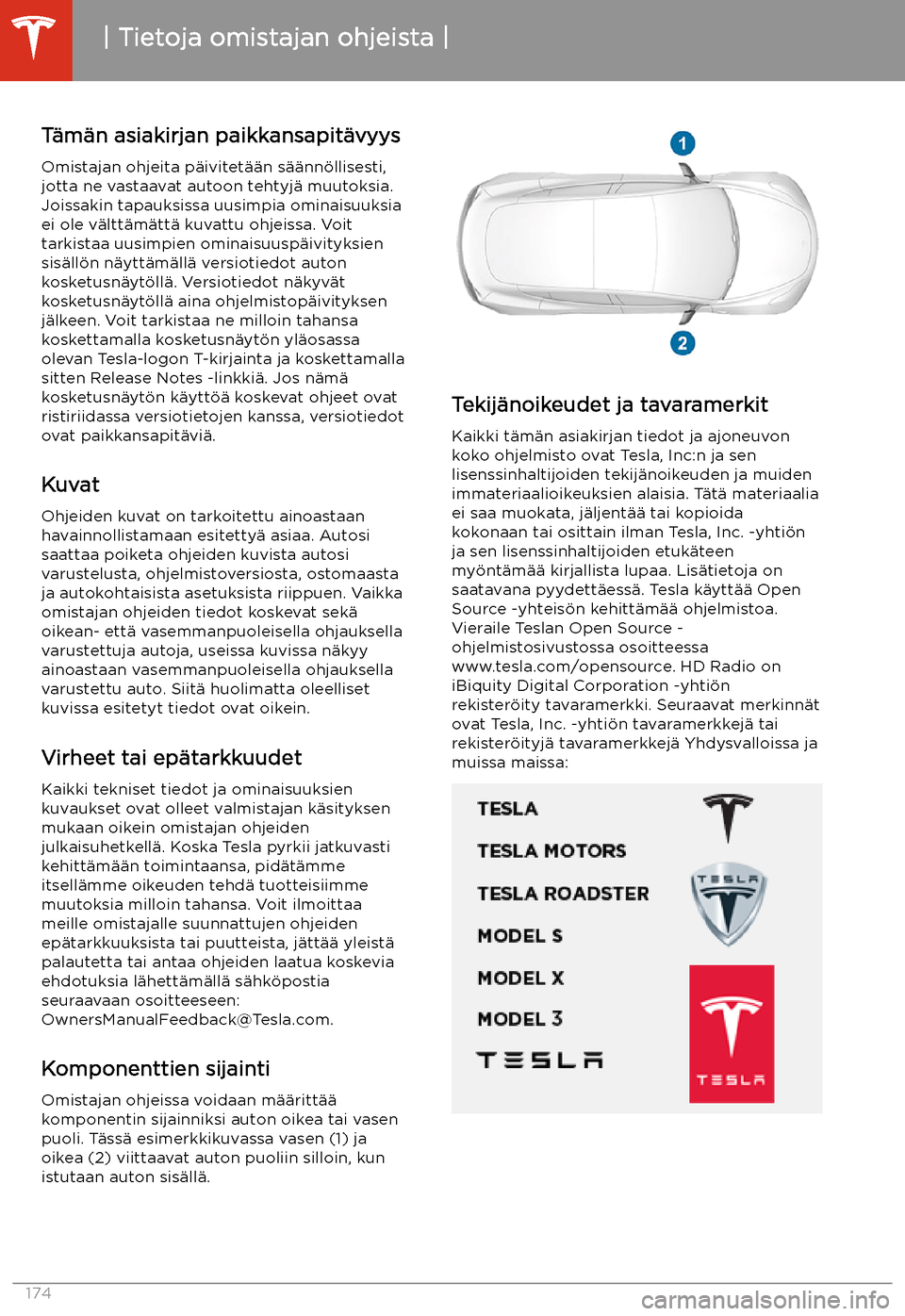 TESLA MODEL 3 2019  Omistajan käsikirja (in Finnish)  Tietoja omistajan ohjeista
T