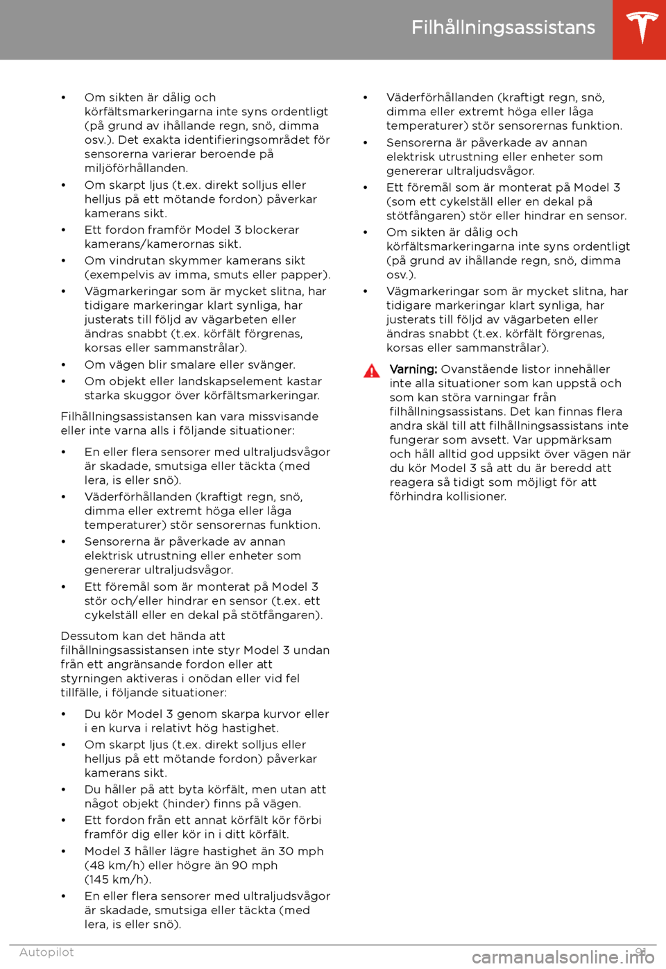 TESLA MODEL 3 2019  Ägarmanual (in Swedish) 