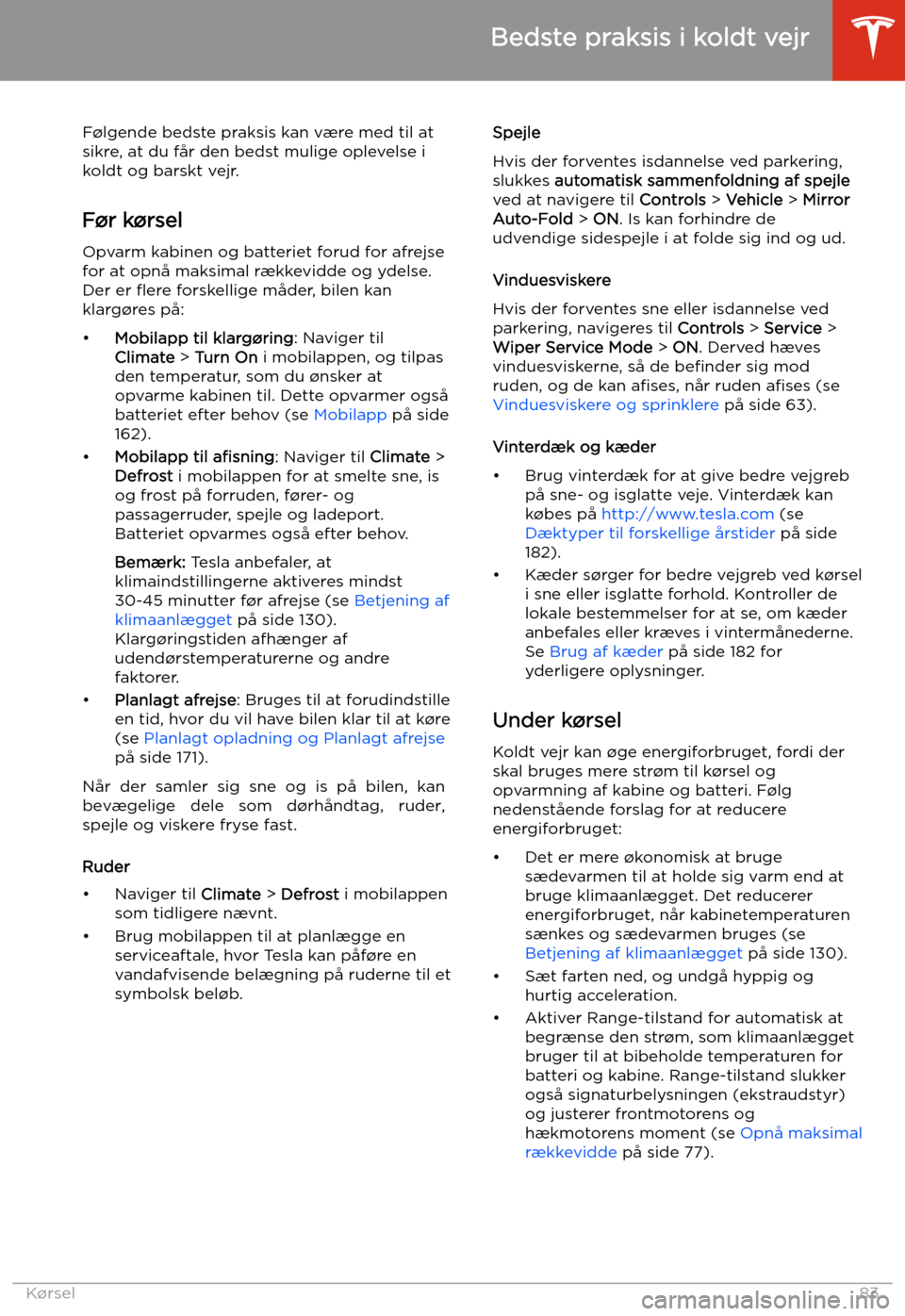 TESLA MODEL S 2020  Instruktionsbog (in Danish) F