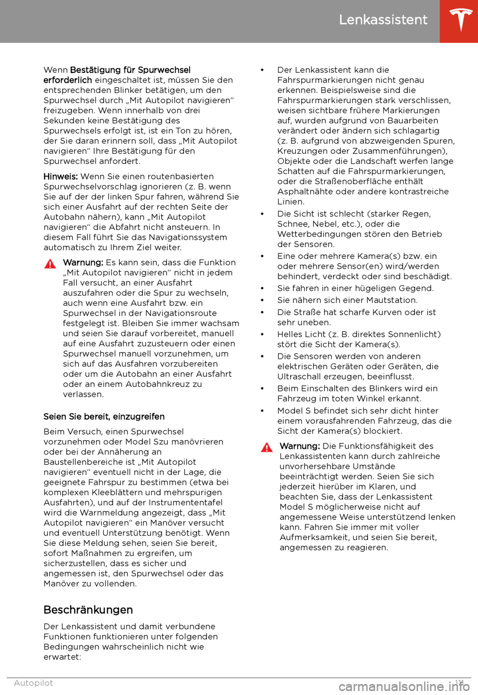 TESLA MODEL S 2020  Betriebsanleitung (in German) Wenn Best