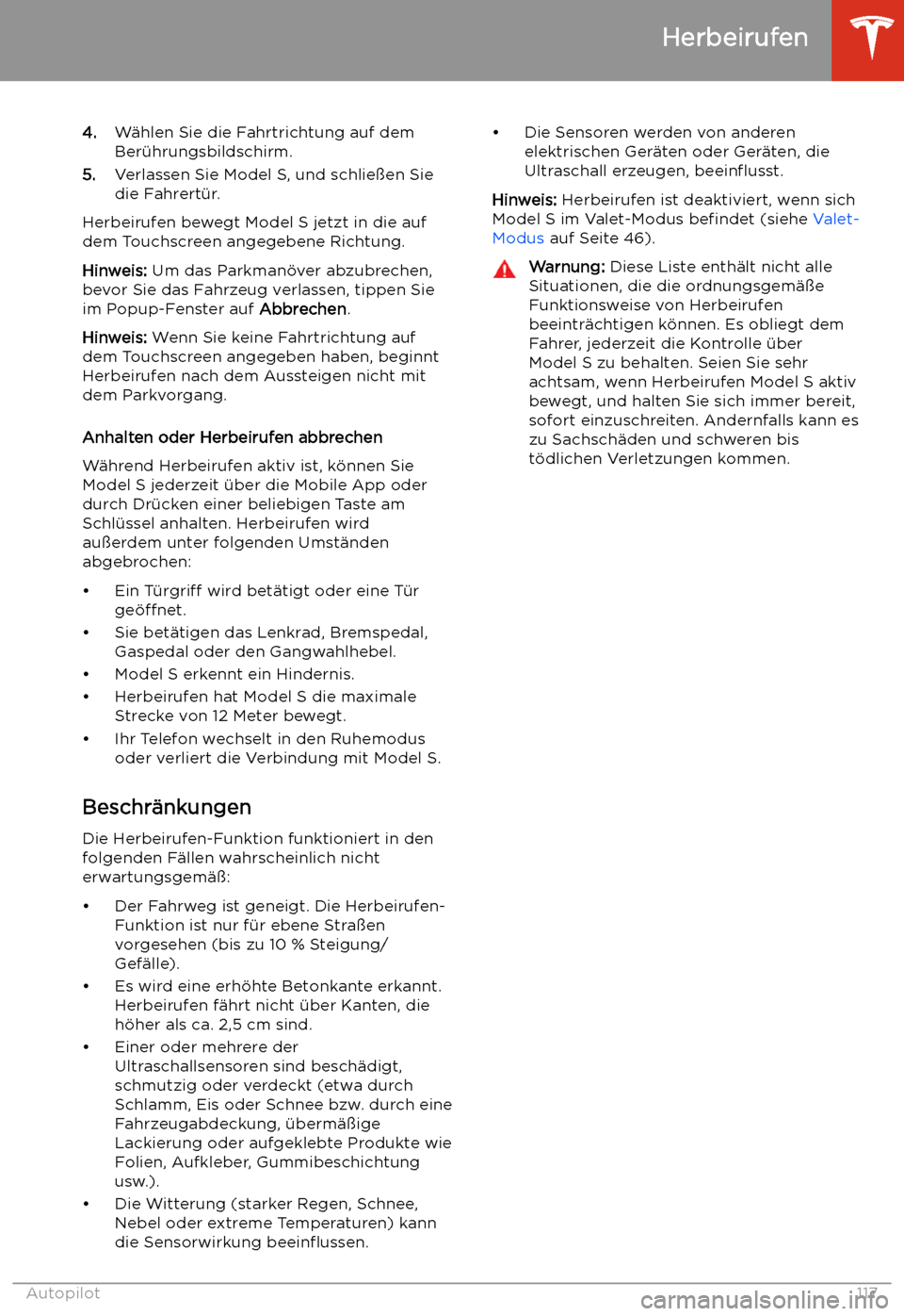 TESLA MODEL S 2020  Betriebsanleitung (in German) 4.W