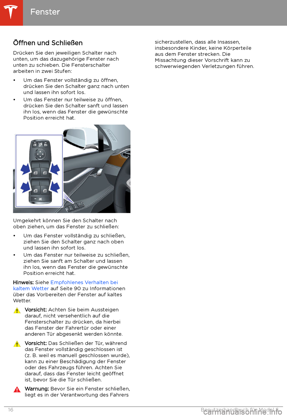 TESLA MODEL S 2020  Betriebsanleitung (in German) Fenster
