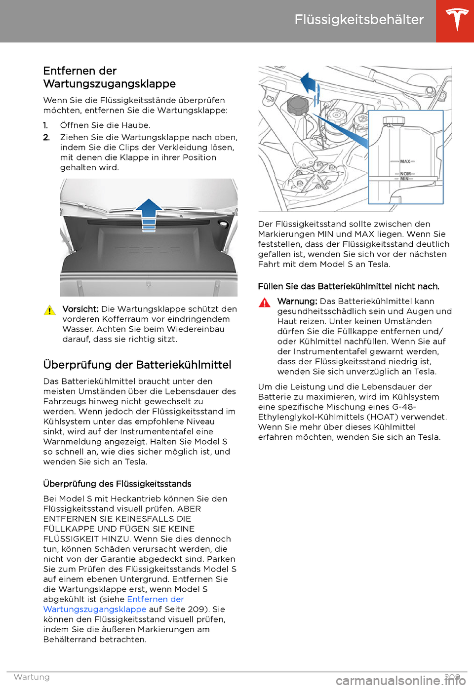 TESLA MODEL S 2020  Betriebsanleitung (in German) Fl