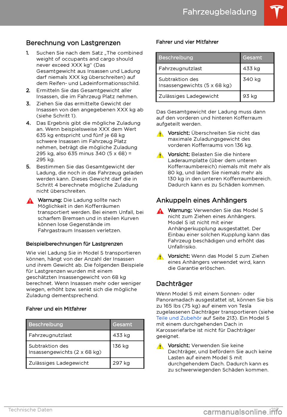 TESLA MODEL S 2020  Betriebsanleitung (in German) Berechnung von Lastgrenzen
1. Suchen Sie nach dem Satz 