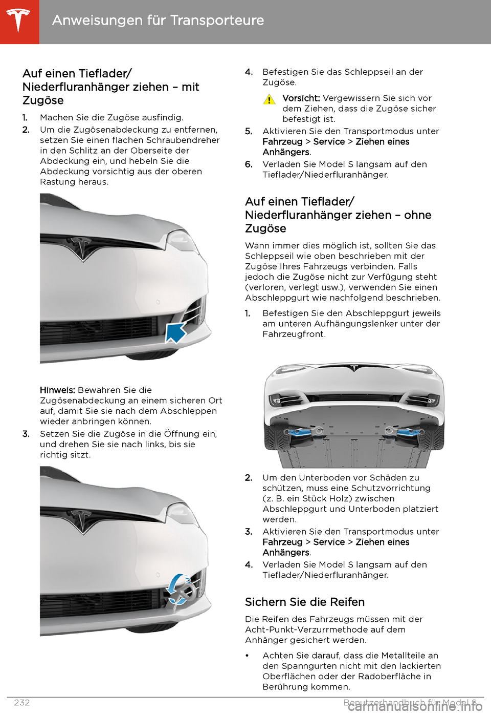 TESLA MODEL S 2020  Betriebsanleitung (in German) Auf einen Tie