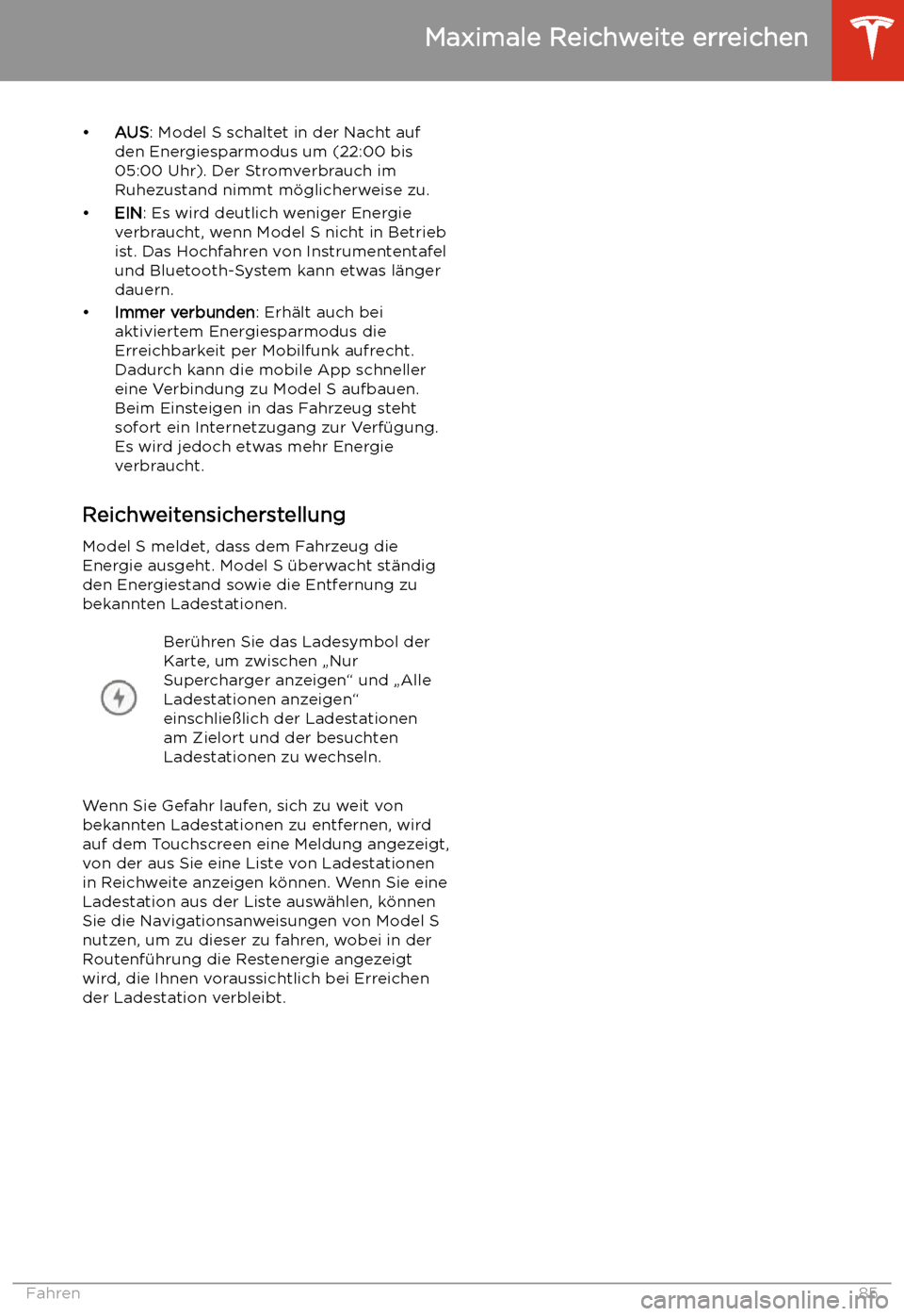 TESLA MODEL S 2020  Betriebsanleitung (in German) 