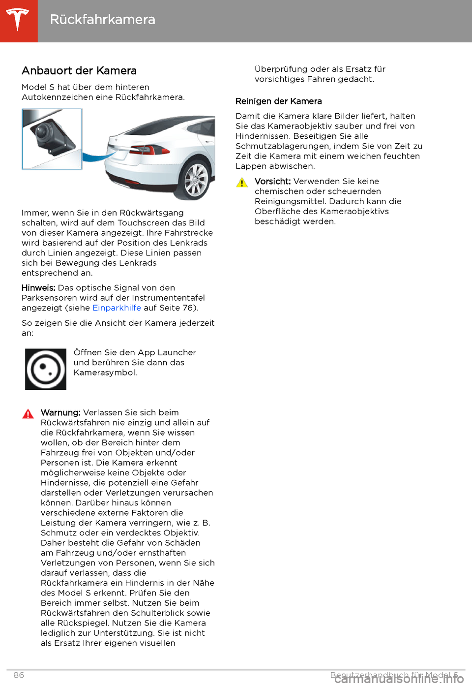 TESLA MODEL S 2020  Betriebsanleitung (in German) R