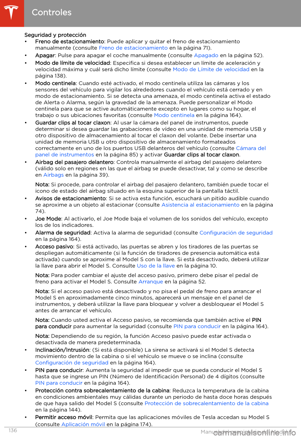 TESLA MODEL S 2020  Manual del propietario (in Spanish)  Seguridad y protecci