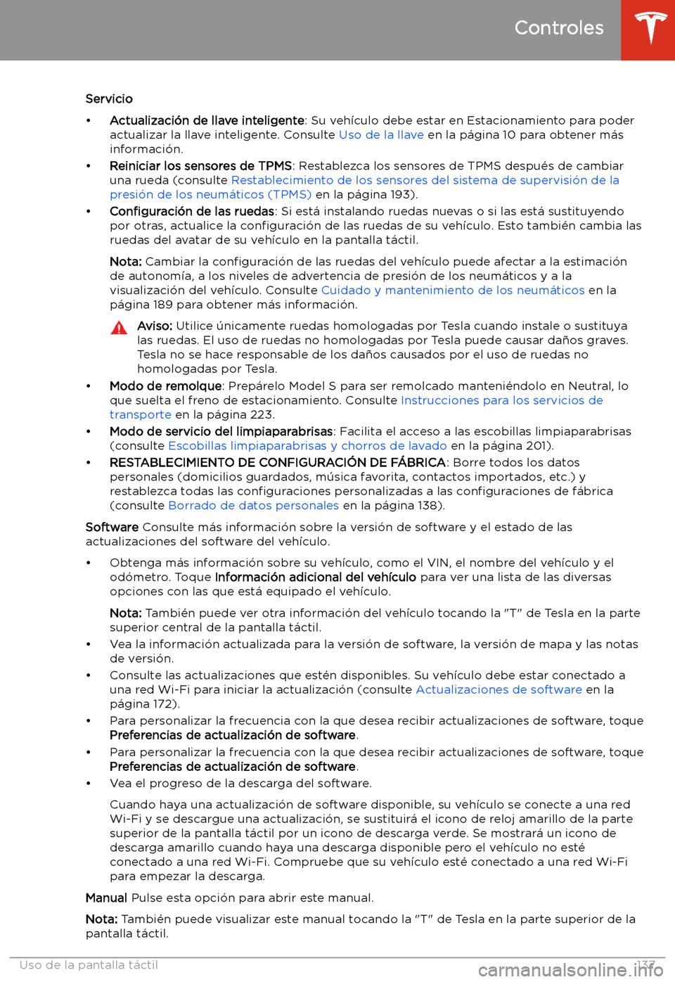 TESLA MODEL S 2020  Manual del propietario (in Spanish)  Servicio
