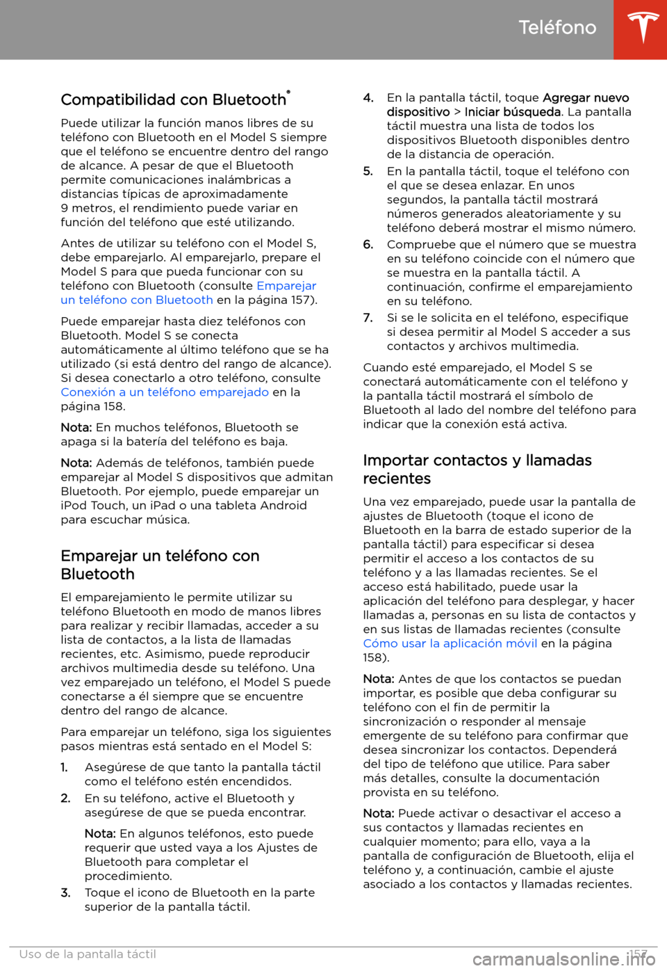 TESLA MODEL S 2020  Manual del propietario (in Spanish)  Tel
