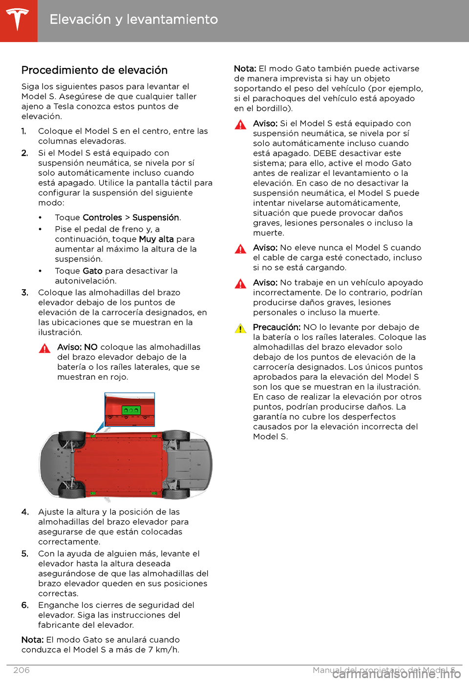 TESLA MODEL S 2020  Manual del propietario (in Spanish)  Elevaci