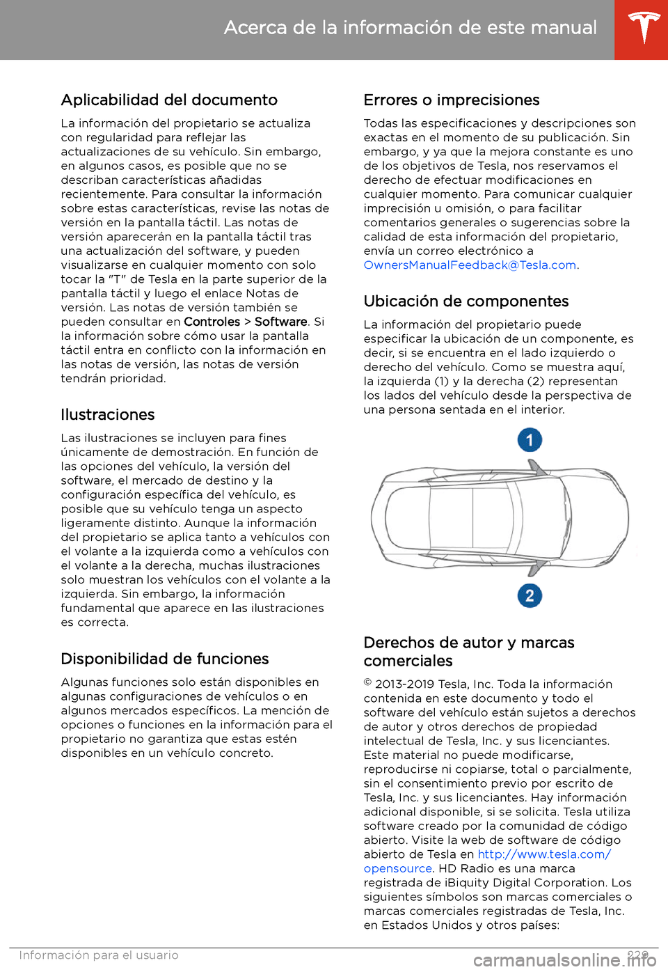 TESLA MODEL S 2020  Manual del propietario (in Spanish)  Acerca de la informaci