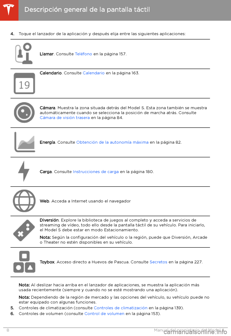 TESLA MODEL S 2020  Manual del propietario (in Spanish)  4.Toque el lanzador de la aplicaci