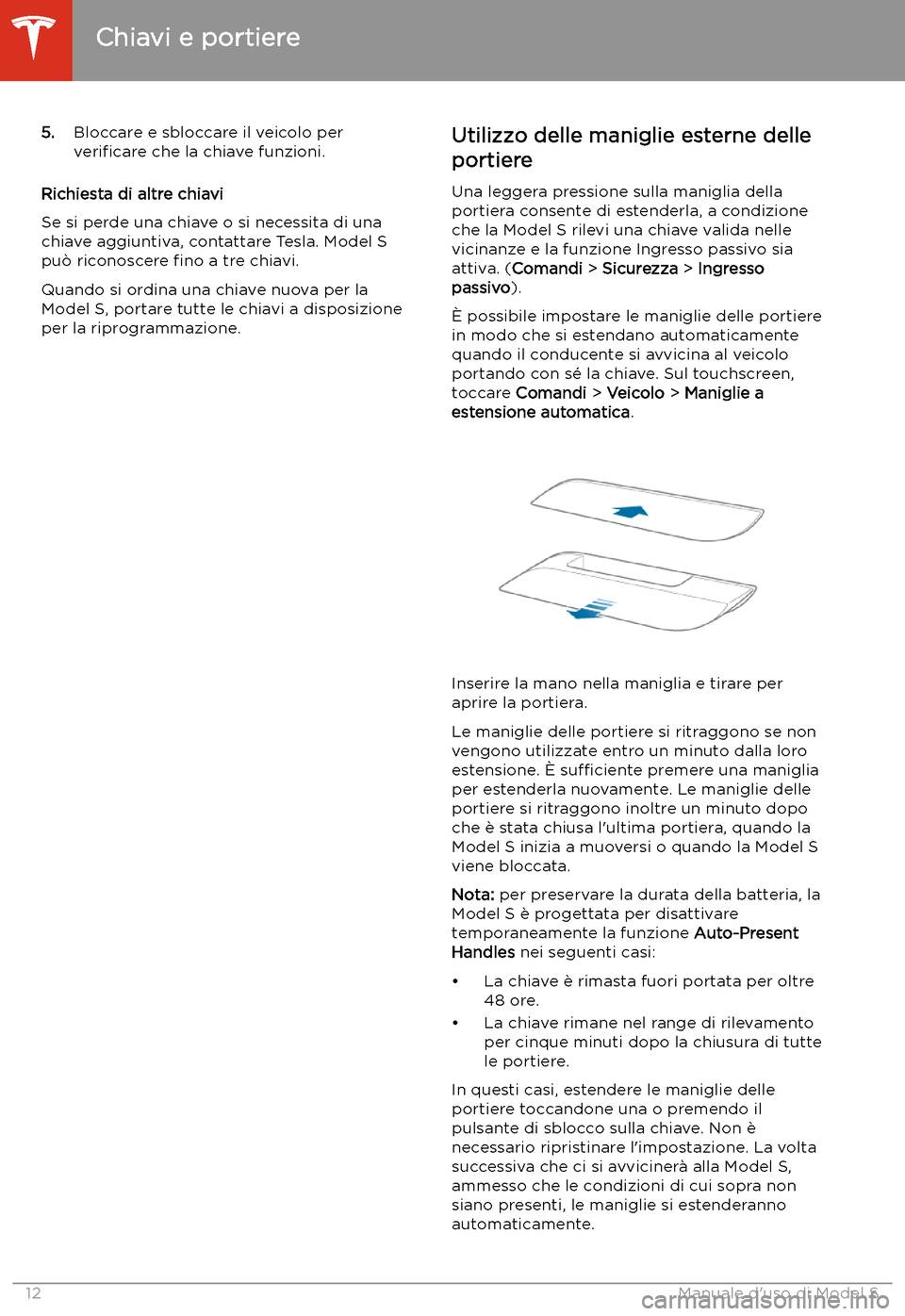 TESLA MODEL S 2020  Manuale del proprietario (in Italian)  5.Bloccare e sbloccare il veicolo per
veri