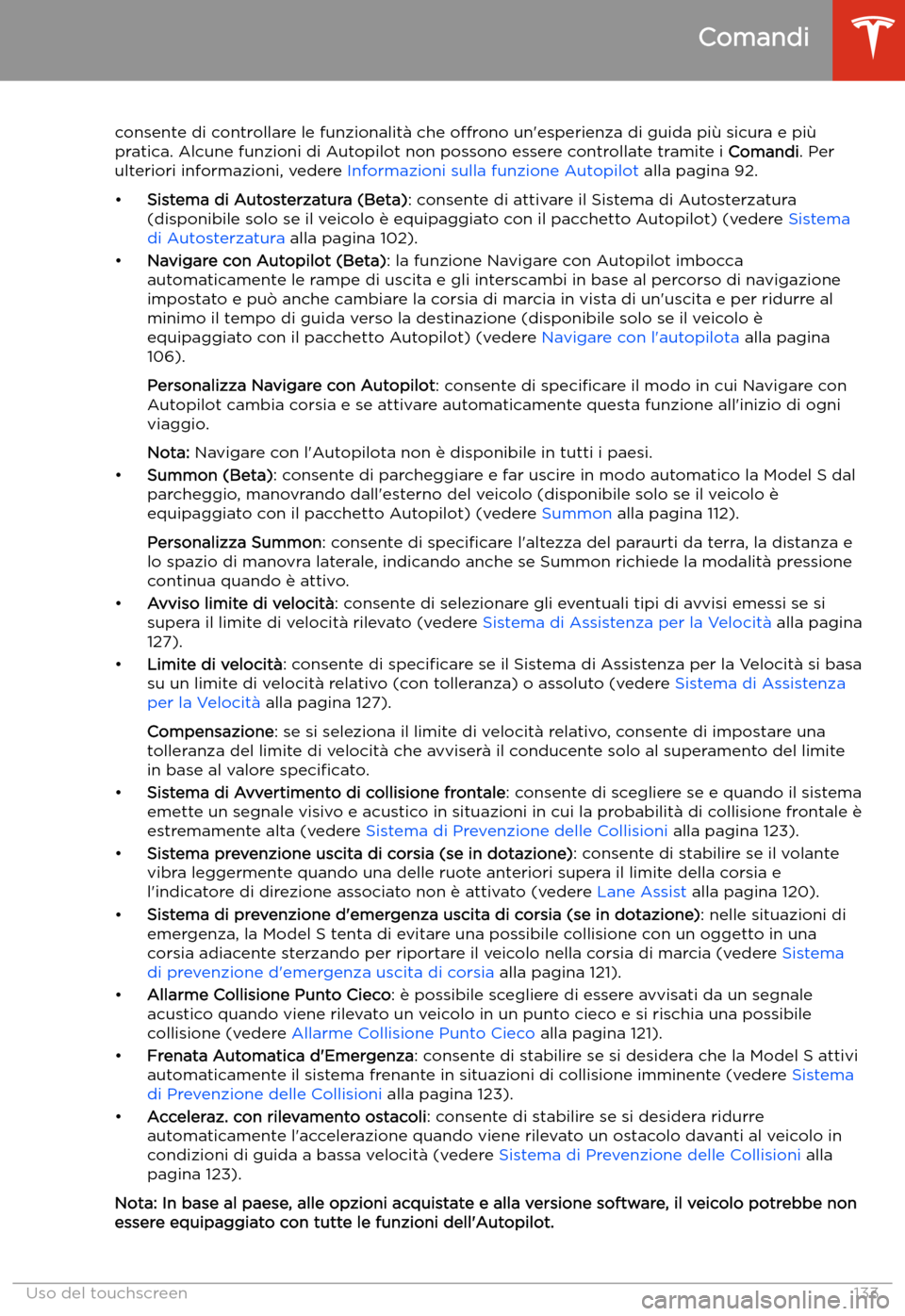 TESLA MODEL S 2020  Manuale del proprietario (in Italian)  consente di controllare le funzionalit