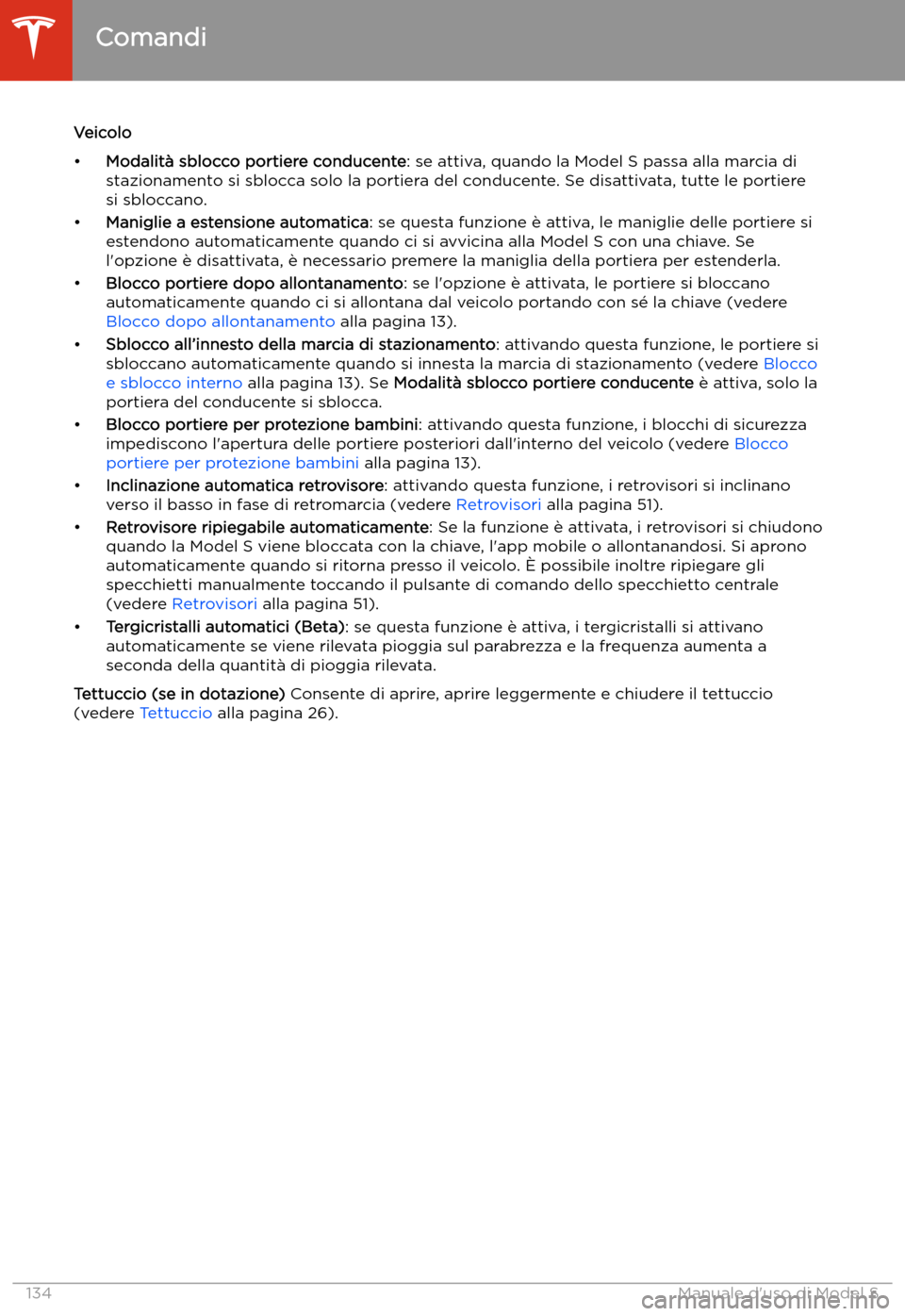 TESLA MODEL S 2020  Manuale del proprietario (in Italian)  Veicolo

