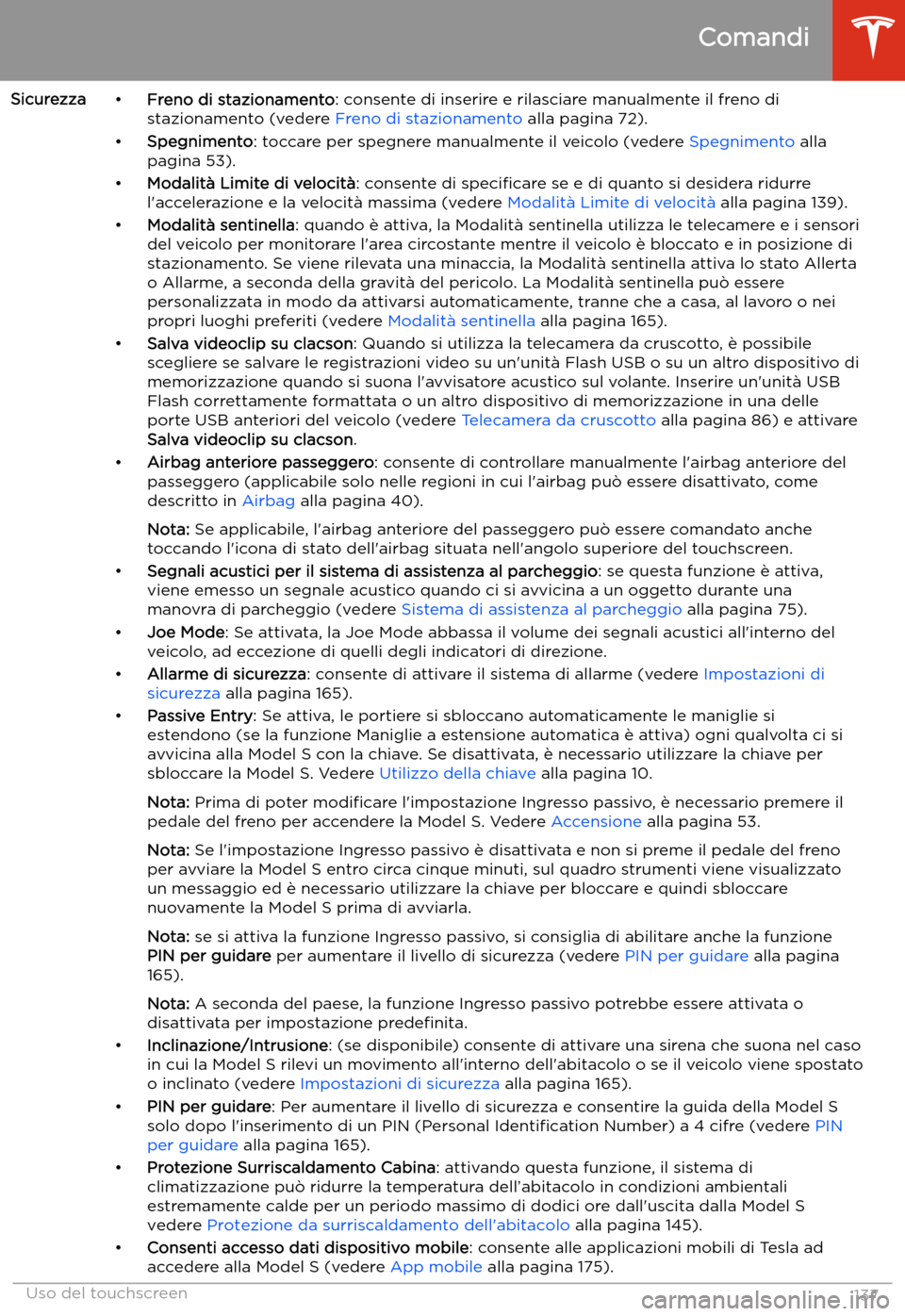 TESLA MODEL S 2020  Manuale del proprietario (in Italian)  Sicurezza
