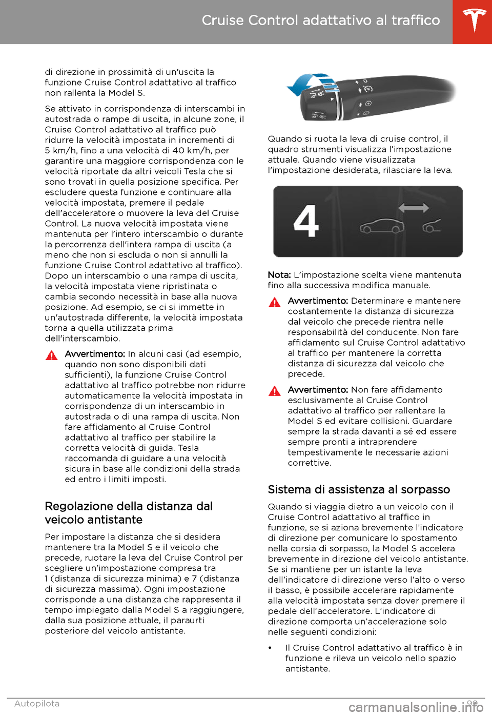 TESLA MODEL S 2020  Manuale del proprietario (in Italian)  di direzione in prossimit