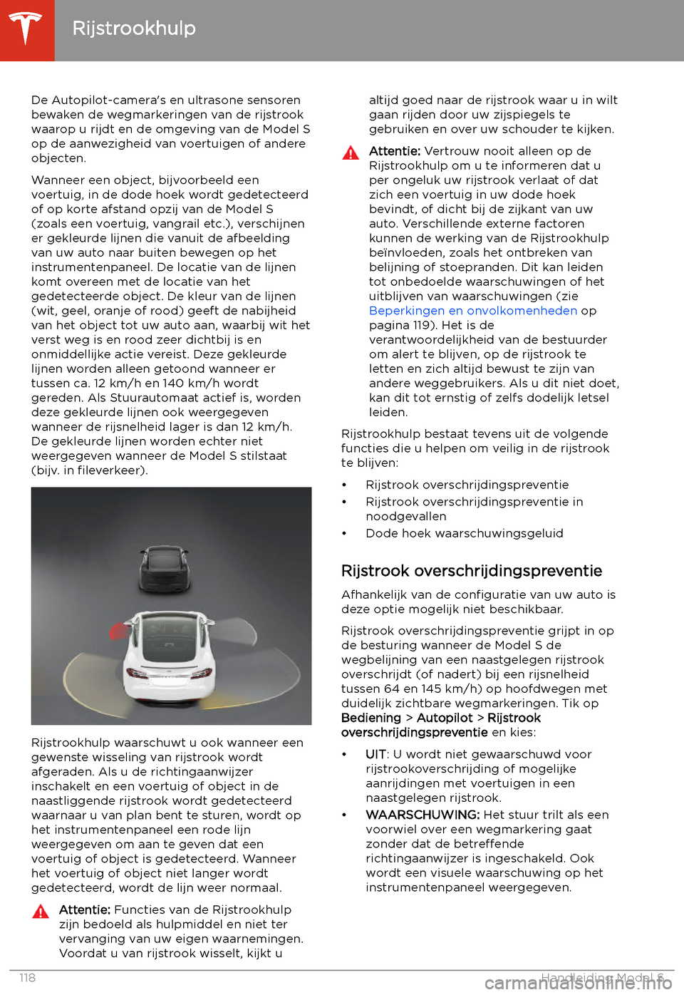 TESLA MODEL S 2020  Handleiding (in Dutch) Rijstrookhulp
De Autopilot-camera