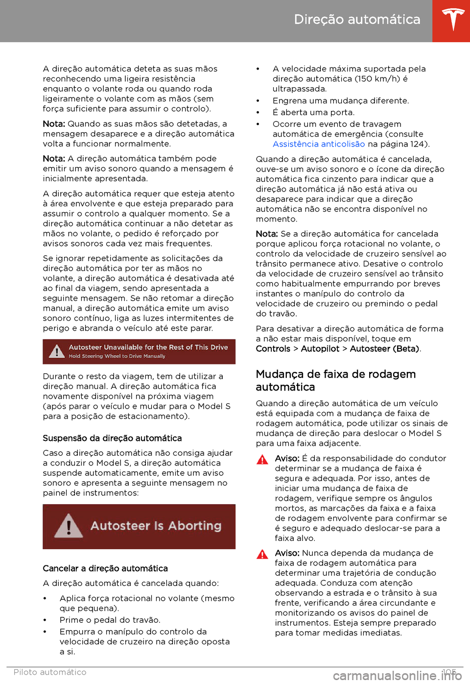 TESLA MODEL S 2020  Manual do proprietário (in Portuguese) A dire