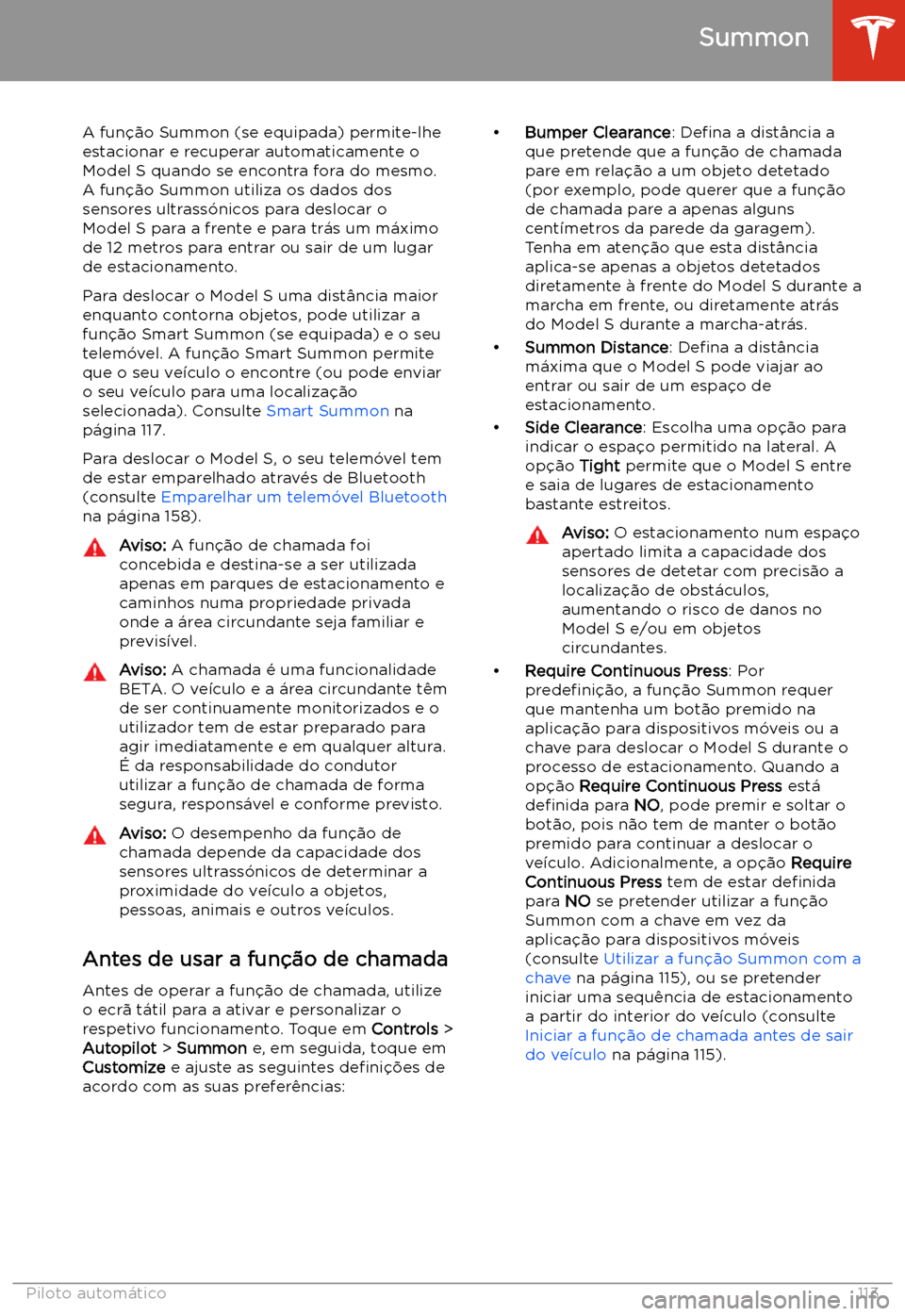 TESLA MODEL S 2020  Manual do proprietário (in Portuguese) Summon
A fun