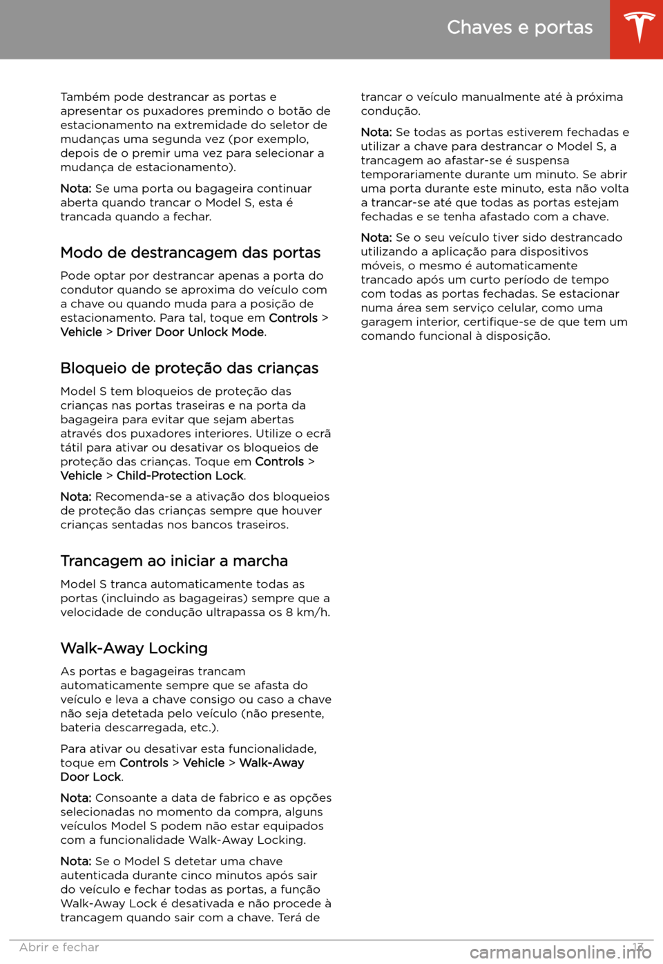 TESLA MODEL S 2020  Manual do proprietário (in Portuguese) Tamb
