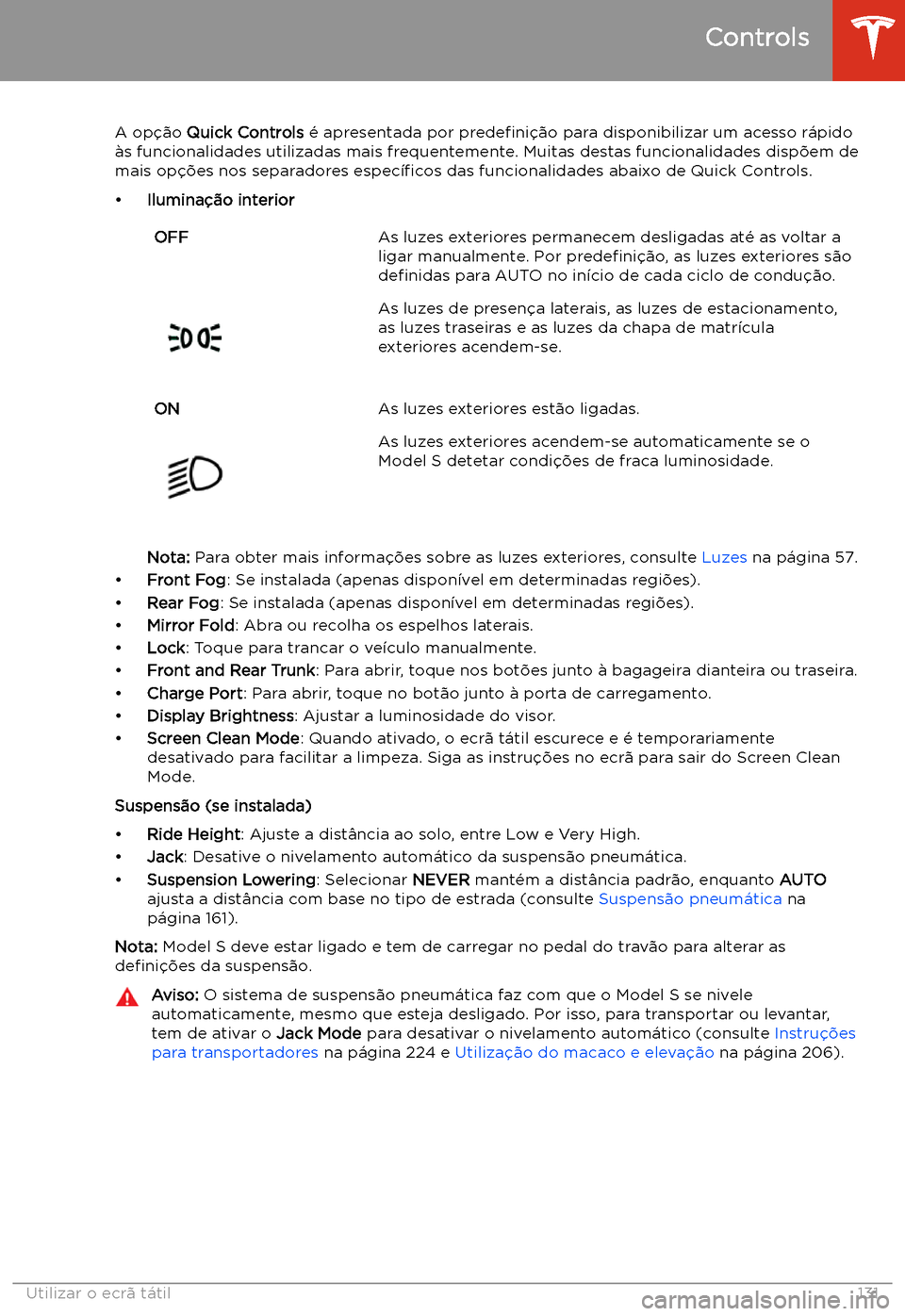 TESLA MODEL S 2020  Manual do proprietário (in Portuguese) A op