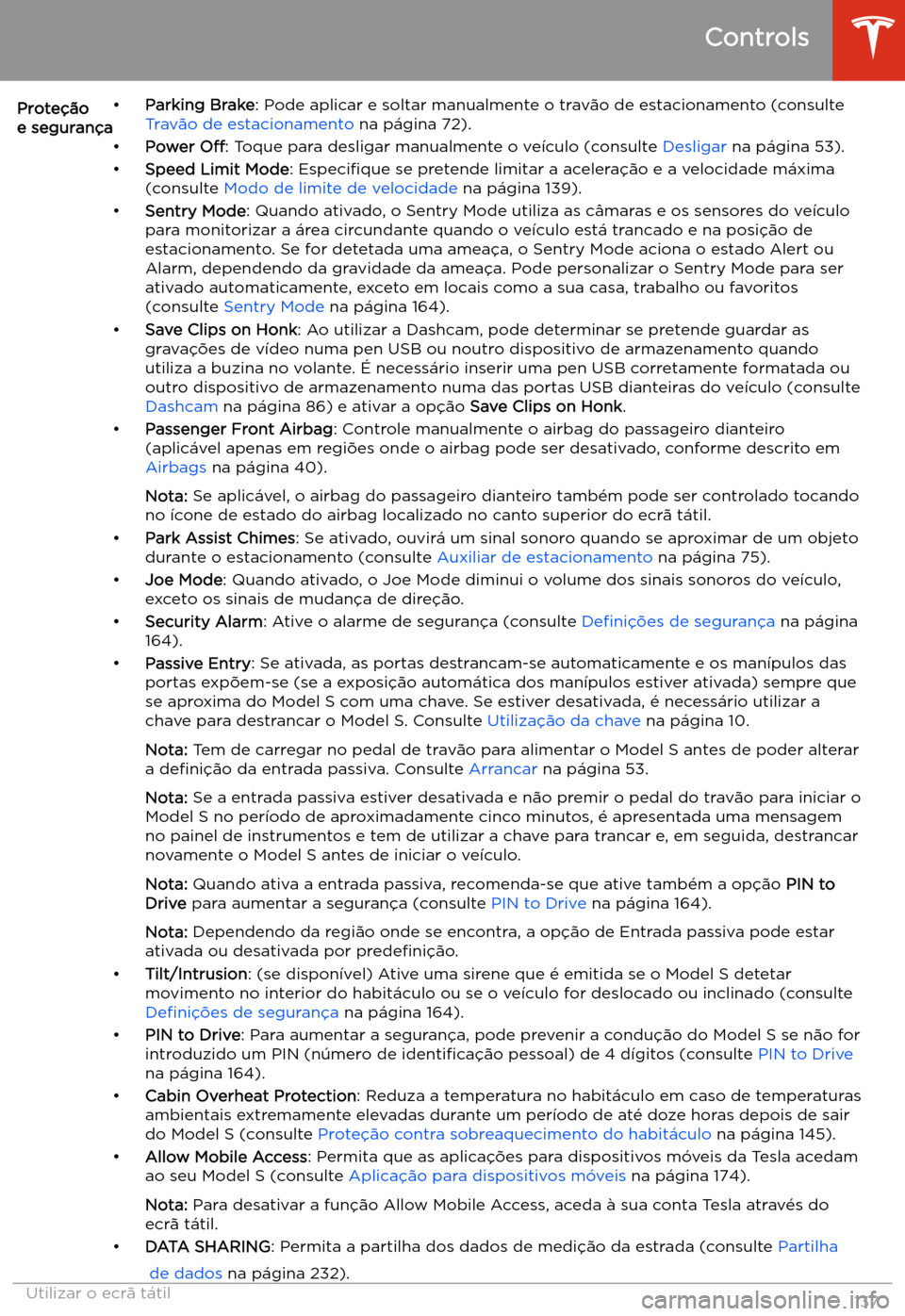TESLA MODEL S 2020  Manual do proprietário (in Portuguese) Prote