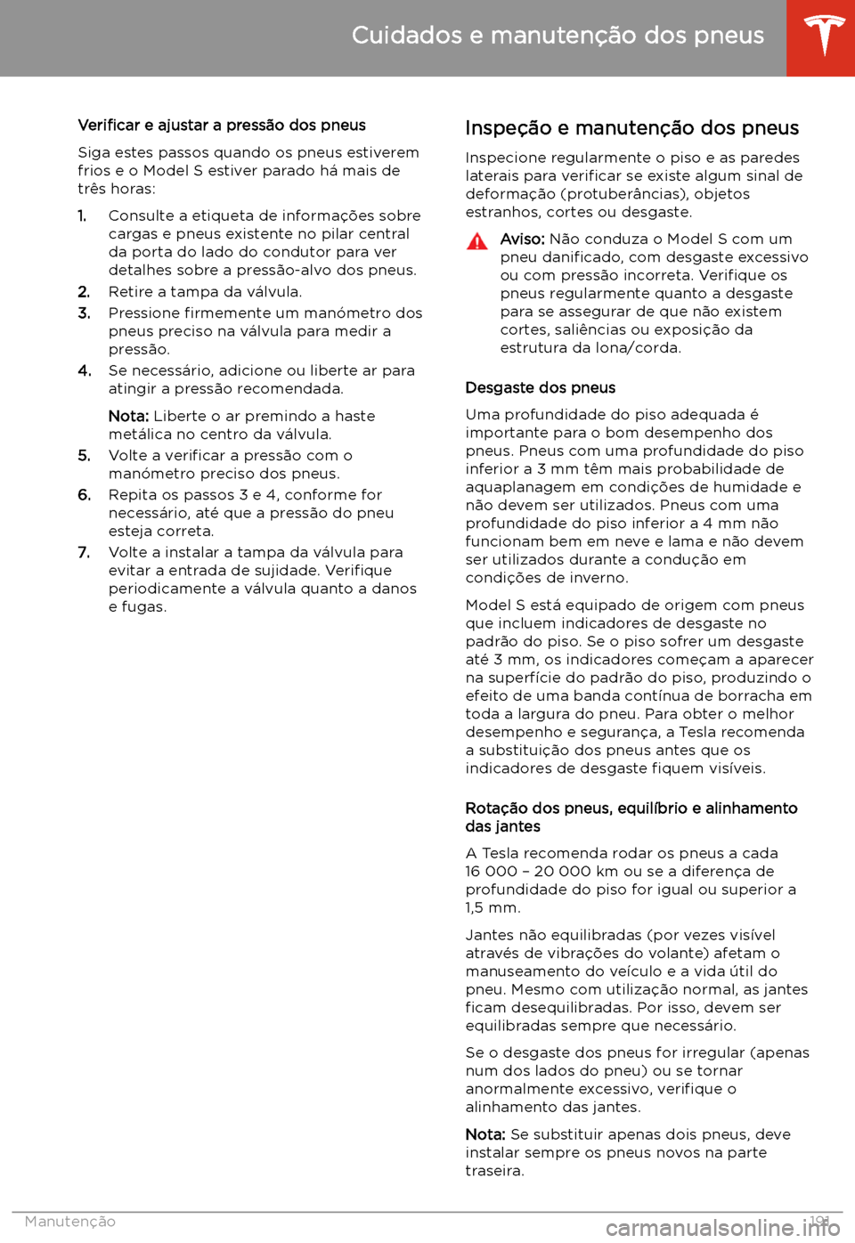 TESLA MODEL S 2020  Manual do proprietário (in Portuguese) Veri
