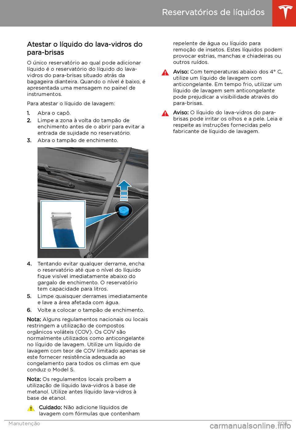 TESLA MODEL S 2020  Manual do proprietário (in Portuguese) Atestar o l