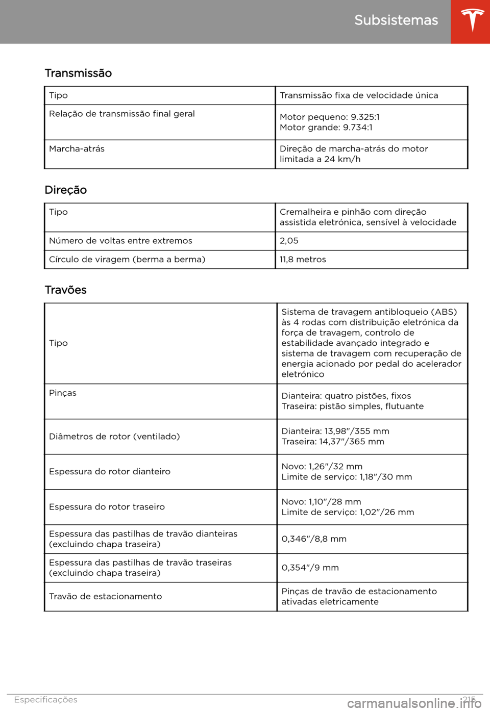 TESLA MODEL S 2020  Manual do proprietário (in Portuguese) Transmiss