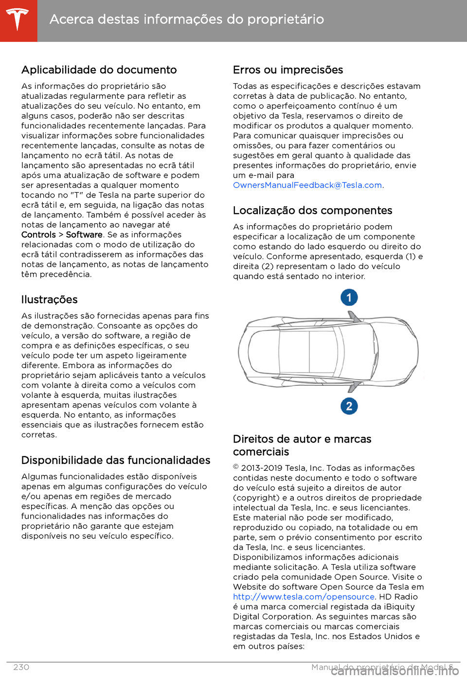 TESLA MODEL S 2020  Manual do proprietário (in Portuguese) Acerca destas informa