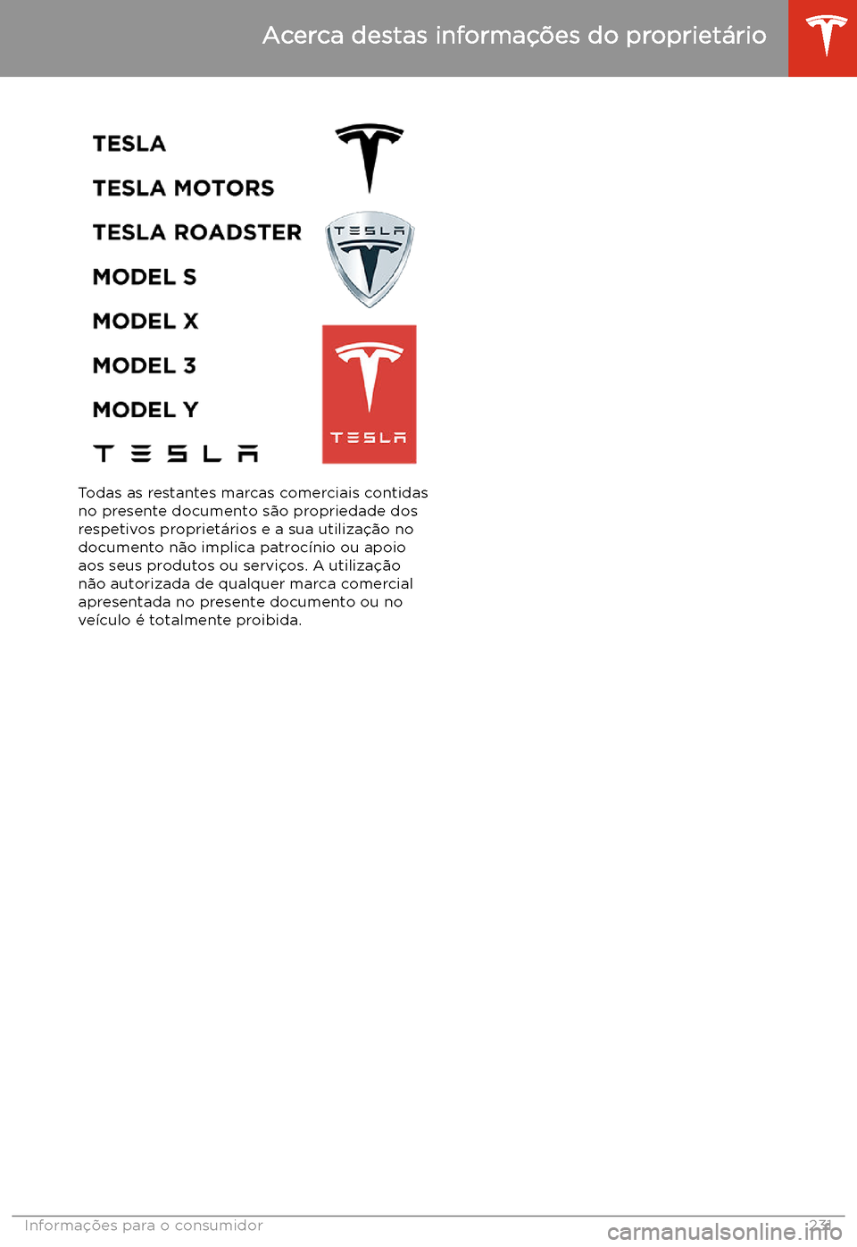 TESLA MODEL S 2020  Manual do proprietário (in Portuguese) Todas as restantes marcas comerciais contidasno presente documento s