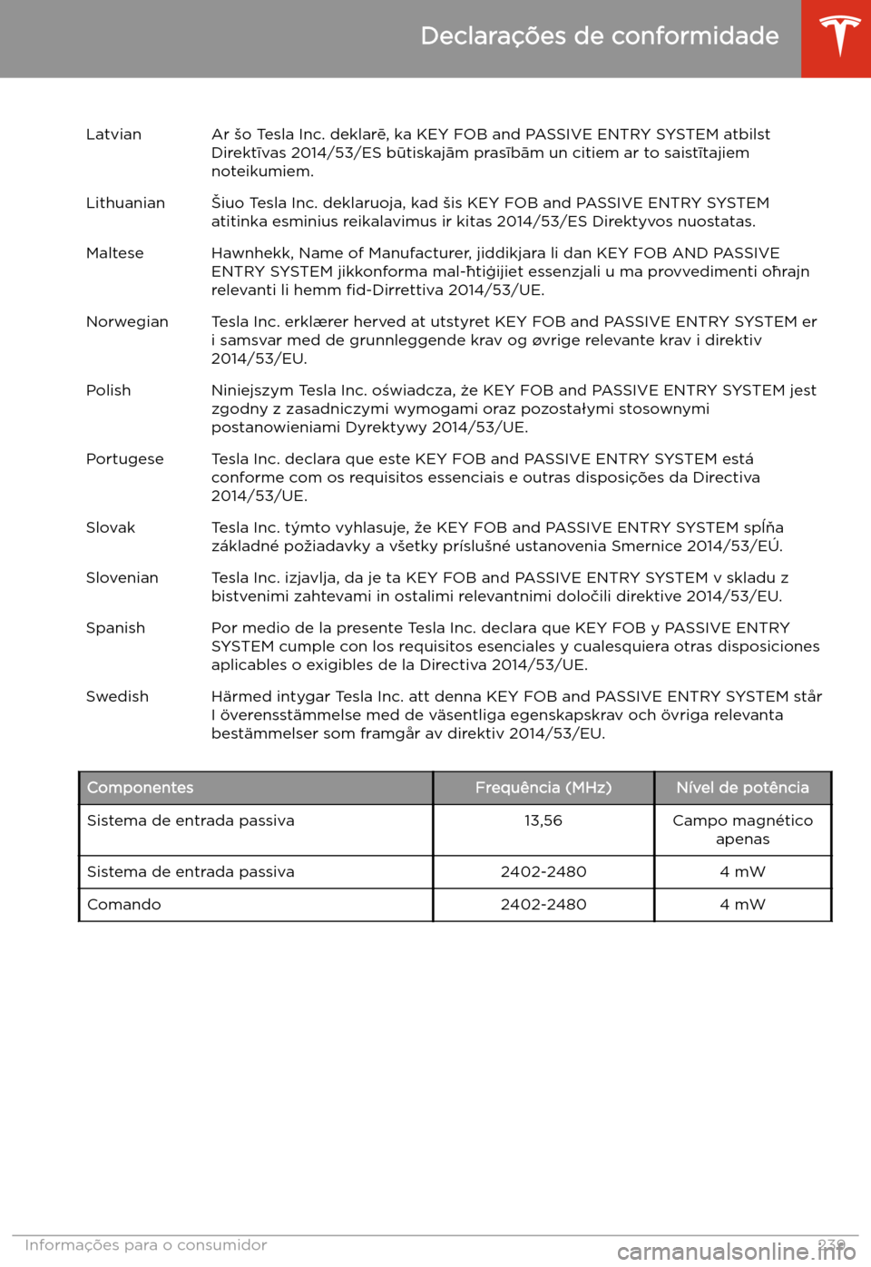 TESLA MODEL S 2020  Manual do proprietário (in Portuguese) LatvianAr 